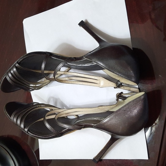 Brian Atwood Metallic Gray Strappy Heels - Picture 4 of 11